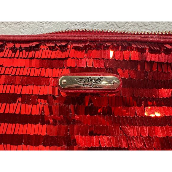 Sharif Red Purse Handbag Sequins Rose Top Chain Handle Cross Body Shoulder Strap - Picture 7 of 14